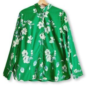 BRAX Feel Good Large Floral Button Down Shirt Green Sz XL | Eur 46